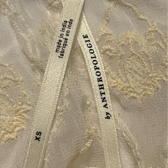 Anthropolgie silky lace embroidery top Sz XS cover up mini dress - Picture 9 of 9